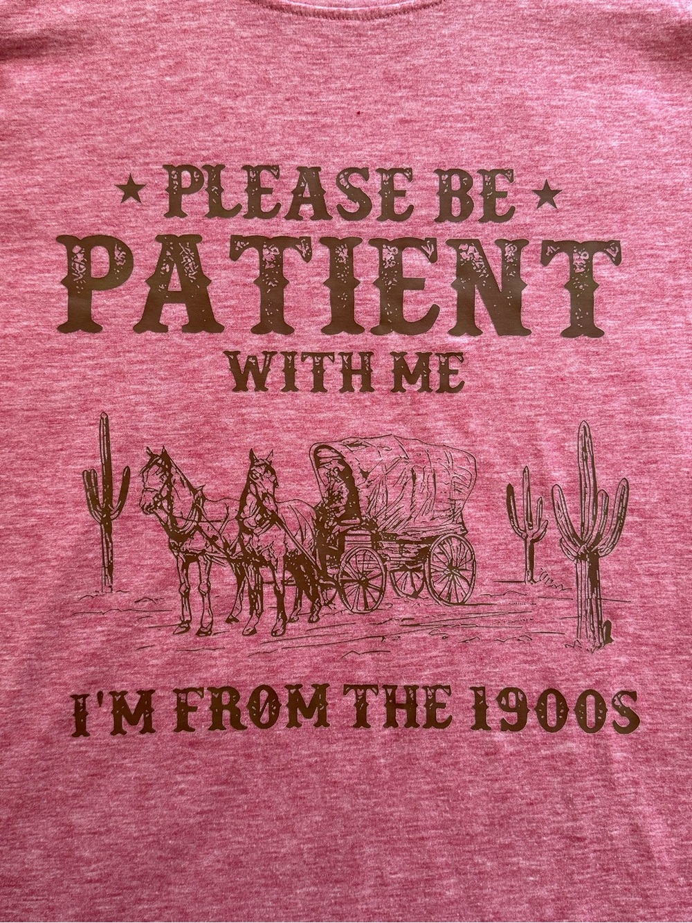 Please Be Patient With Me I'm From The 1900s Tee M 20” p2p Heather Pink EUC - Picture 4 of 11